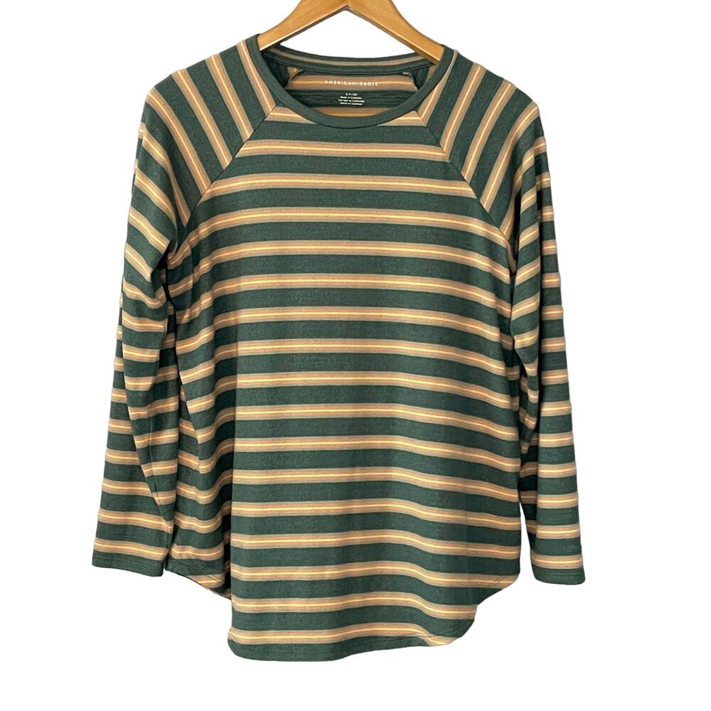 American Eagle Striped Sweater Green Yellow Womens size Small